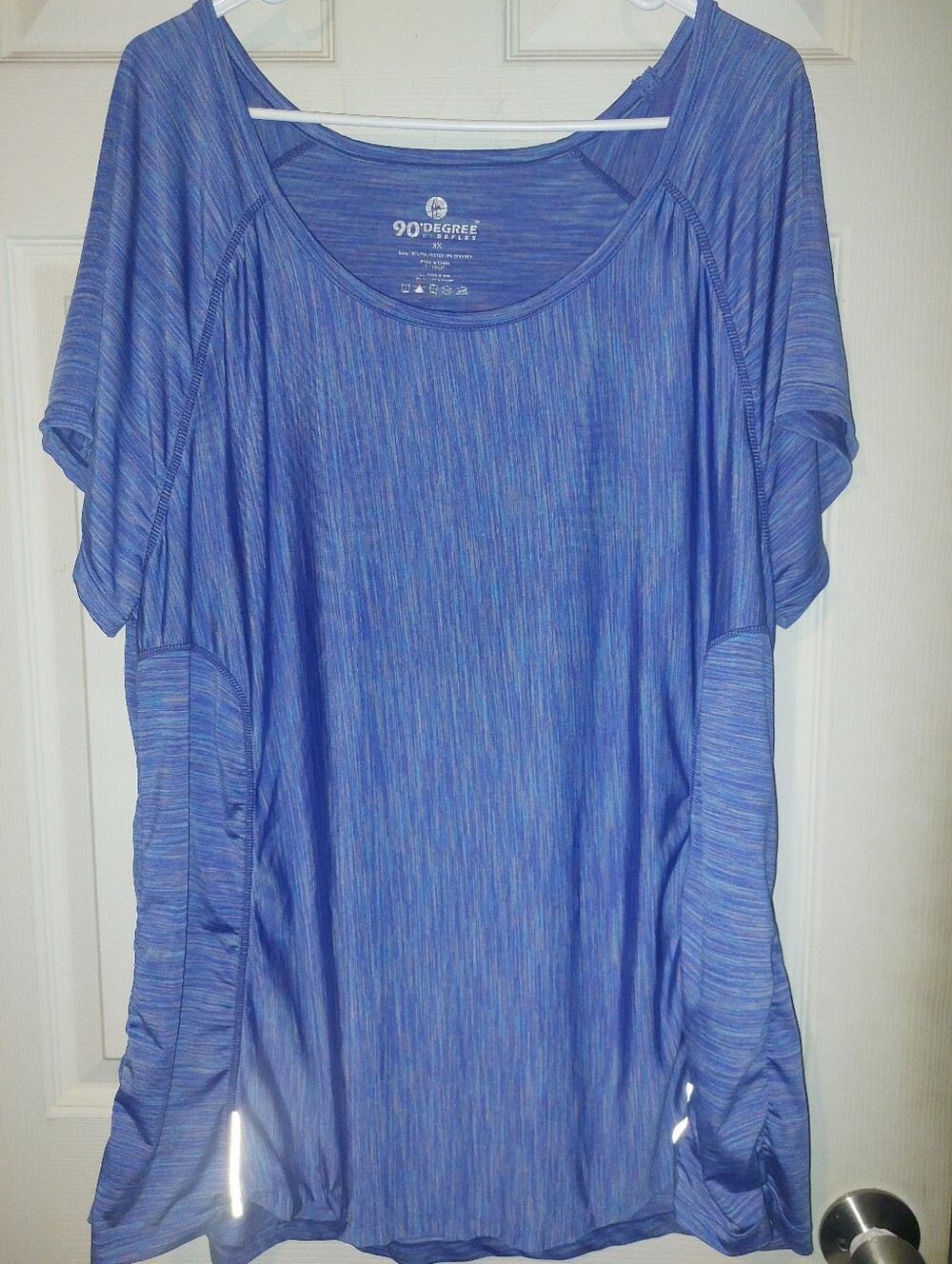 90 Degree By Reflex 3x Blue Space-Dye Short Sleeve Active Tee
